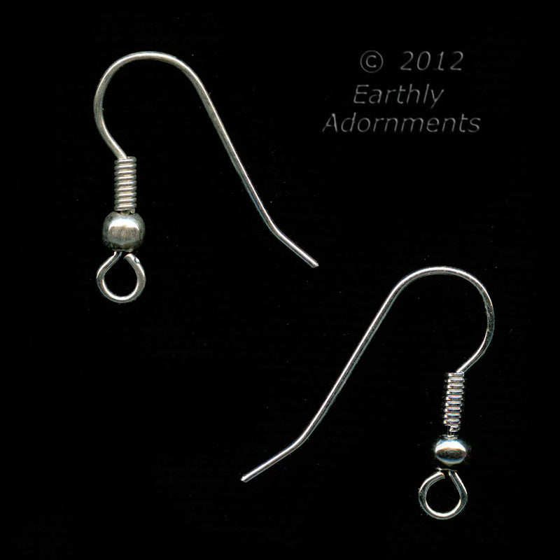 Fishhook earwire, 20 gauge silver plate. Pkg. of 20. 