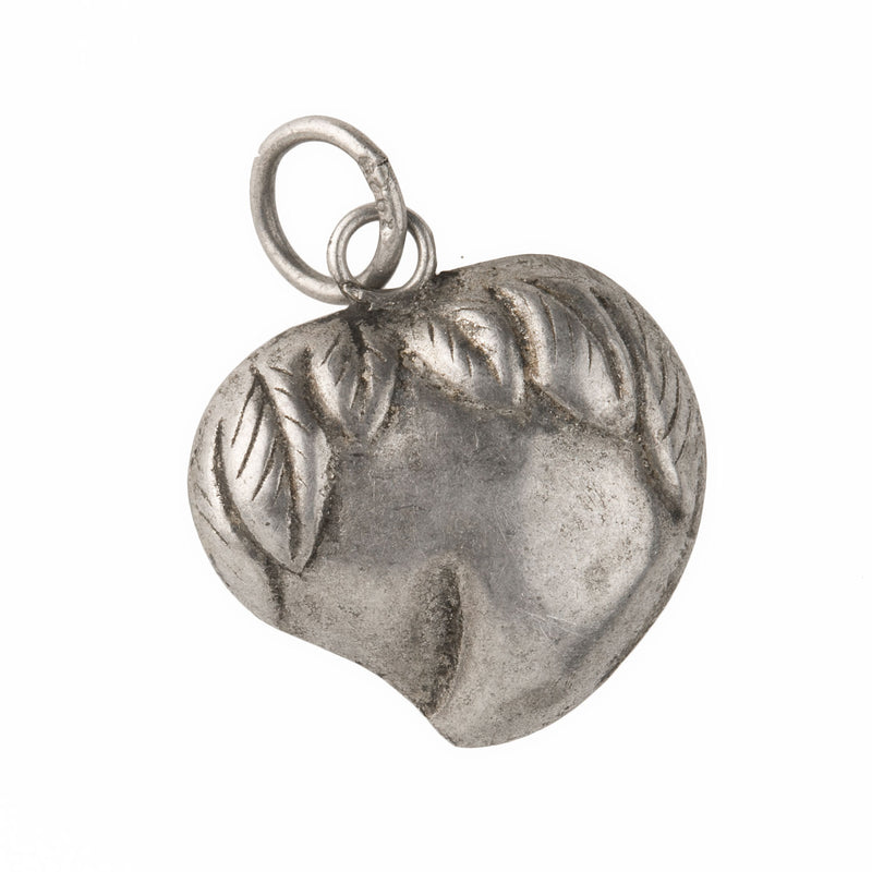 Vintage Chinese sterling silver peach charm. 16mm Pkg. of 1.