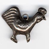 Chinese coin silver rooster pendant. 20x25mm Pkg of 1. B9-0501(e)