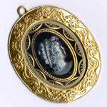 Ornate Victorian-Style Stamped Oxidized Brass Oval Frame Pendant Setting. 4 sizes.