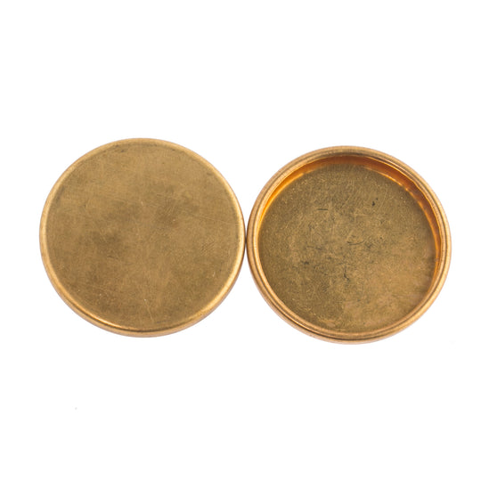 b9-0646-Vintage brass bezel setting for 12mm cabochon. Pkg of 6