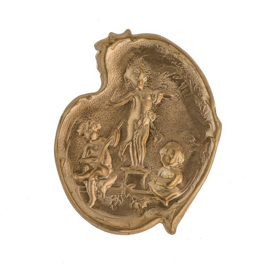 Vintage musical cherubs brass stamping. Pkg of 1. b9-0658