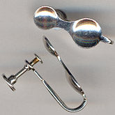 Vintage silver metal screwbacks with stone settings. 1 Pair. 