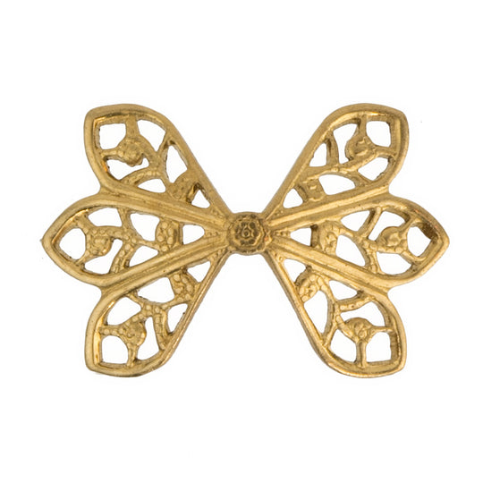 Raw brass stamped filigree connector or bail. 19x13mm. Pkg. of 2. b9-0700
