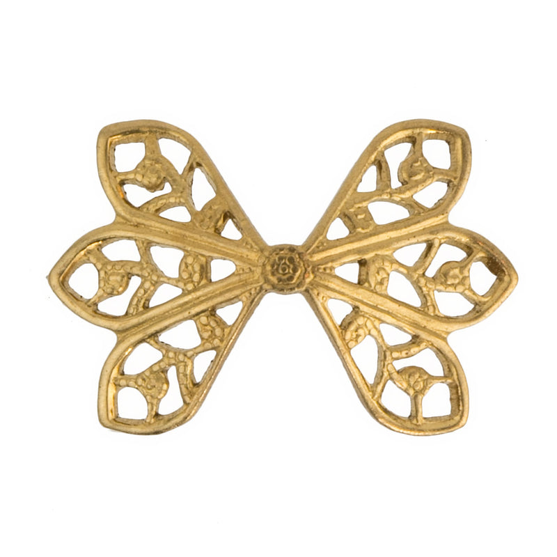 Raw brass stamped filigree connector or bail. 19x13mm. Pkg. of 2.