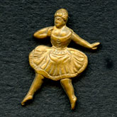 b9-0737-Vintage brass dancing girl flat back casting. Pkg. of 2
