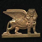 Vintage oxidized brass sphinx stampings. 35x26mm. Package of 2. 