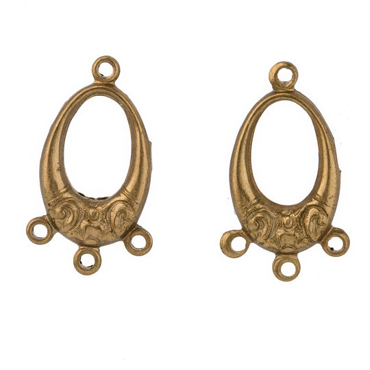 Vintage brass 4 ring chandelier. 20x12mm Pkg. of 2. b9-0753(e)