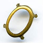 b9-0756-Solid brass bezel with fancy prongs for 9x14mm stone. Pkg. of 2