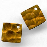 Hammered brass square diamond pendant. 10mm Pkg. of 10