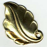 Vintage Stamped Brass Leaf Pendant. 20x33mm. Sold in Pairs. One left-facing and one right facing.