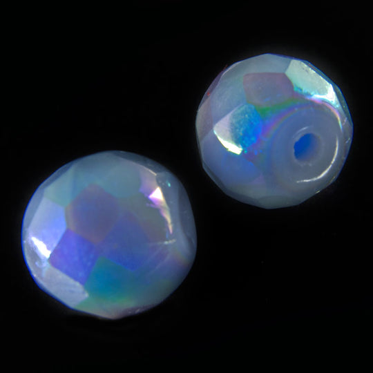 Vintage faceted AB round Germany. 10mm. Pkg of 4. b11-bl-1042