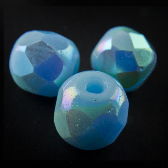 Vintage faceted AB round Germany. 6mm. Pkg of 10. b11-bl-1043