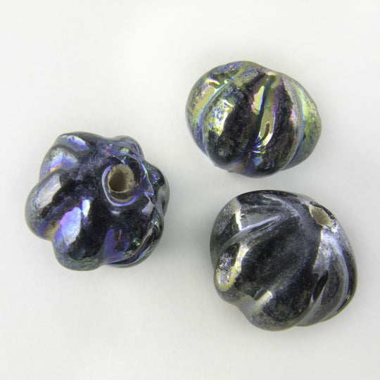 Vintage blue iris melons. 10mm. Pkg of 10. b11-bl-0899