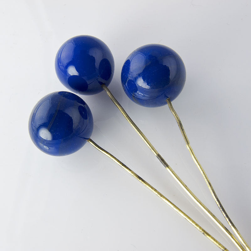 Vintage Japanese lapis blue rounds on wire, 6mm pkg of 10. 