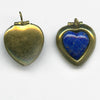 Vintage heart shaped locket with lapis glass stone, 16x14mm pkg of 1. 