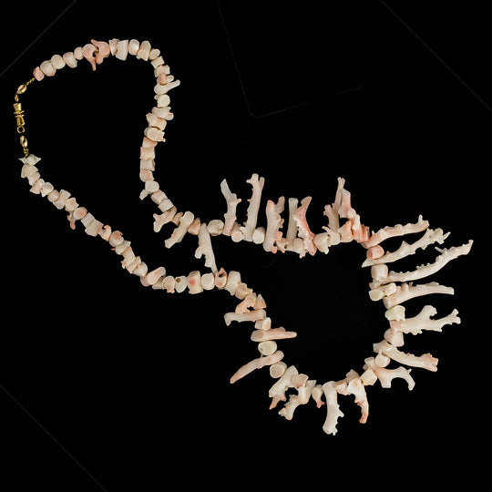 Vintage genuine angel skin coral branch necklace strand 32 grams. b4-cor418