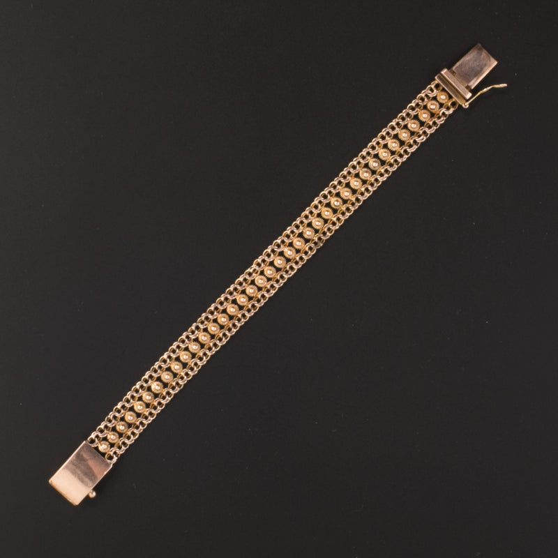 Etruscan style 12kt gold granulated link bracelet.