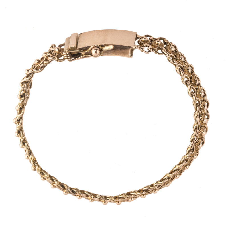 Etruscan style 12kt gold granulated link bracelet.