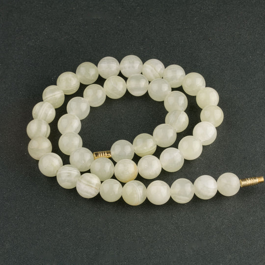 Vintage Italian onyx marble beads. 10mm.16 inch strand. b4-ony297