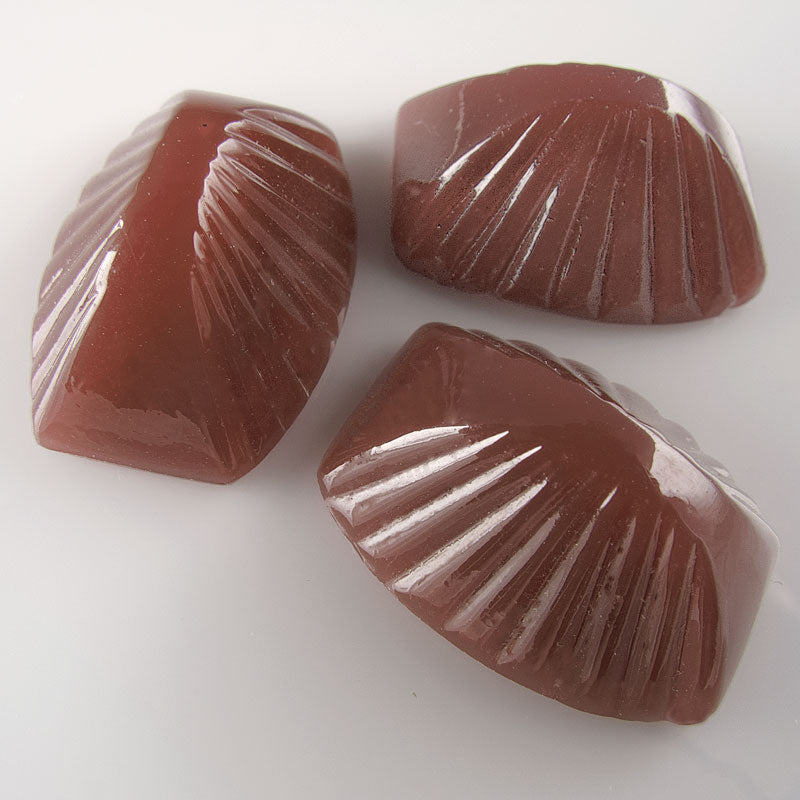 Vintage Bohemian carnelian glass 4 sided pyramid cabochon, 18x13mm Pkg of 2