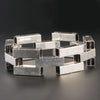 Vintage Mexican sterling silver modernist hollow link bracelet