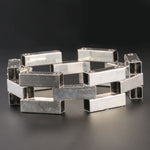 Vintage Mexican sterling silver modernist hollow link bracelet
