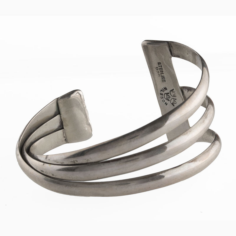 modernist Robert Nilsson Adornments Earthly Signed twist cuff sterling – silver bracelet.