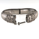 Antique South India sterling silver hinged bangle bracelet.
