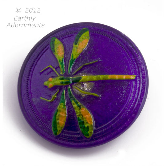 Czech molded glass Dragonfly button 30mm, sold individually. ac-bg-bt103