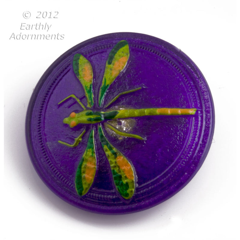 Czech molded glass Dragonfly button 30mm, sold individually. 