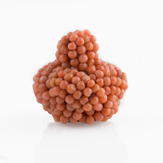 Chinese Qing Dynasty Mandarin Court woven coral hat finial button. btja101