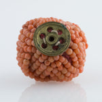 Chinese Qing Dynasty Mandarin Court woven coral hat finial button.