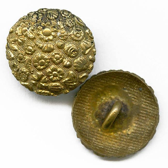  Victorian gilded embossed brass buttons 5/8 inches pkg of 2