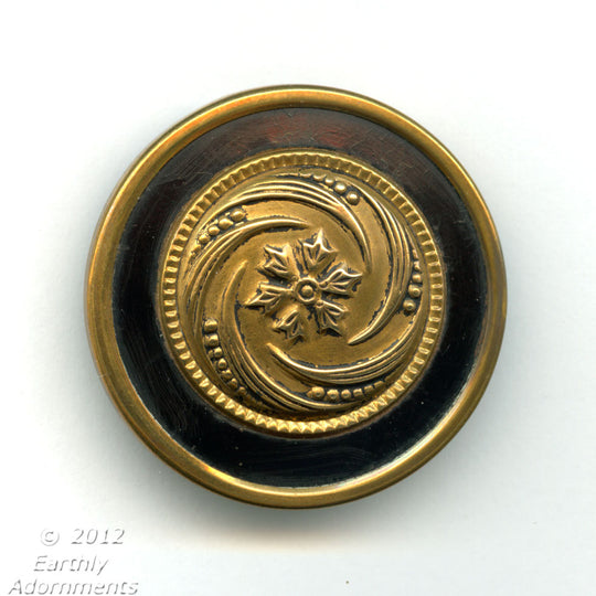 btvc264-Victorian ornamental brass with black enamel border steel back. 1.5 inches