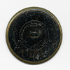 Antique stamped brass large picture button. Village Herald with Trumpet 1.5 inches.