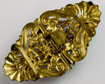 Belt buckle, 2-piece, Gilt brass, glass stones. 2-1/2 x 1-3/8 in. 1930s, Czechoslovkia.
