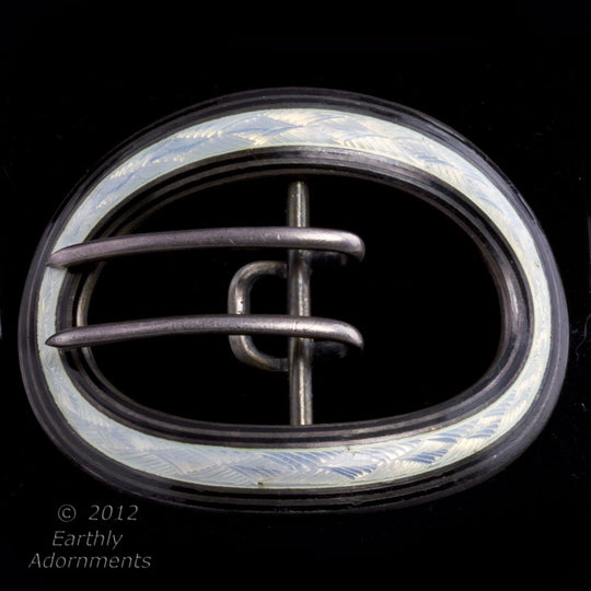Antique sterling silver and enamel Edwardian buckle, William B. Kerr. j-buvs106