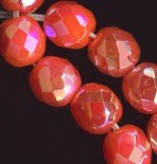 Vintage faceted AB round Germany. 6mm. Pkg of 10.Vintage faceted AB round Germany. 6mm. Pkg of 10.