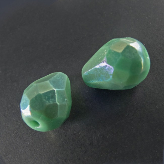 Vintage faceted AB teardrop, Austria. 10x8mm. Pkg of 4. b11-gr-0928-1