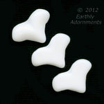 Vintage West German white glass 2 hole heart shaped beads. 18 x 11 mm. Pkg. of 10