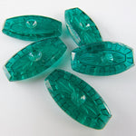 Vintage West German reverse etched teal green stones with a hole for rhinestone. 16x8mm Pkg of 4. 