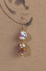 Venetian wedding cake fiorato lampwork glass bead drop earrings
