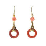 Art Deco 1920s fuscia Bohemian glass hoop earrings pink beads.