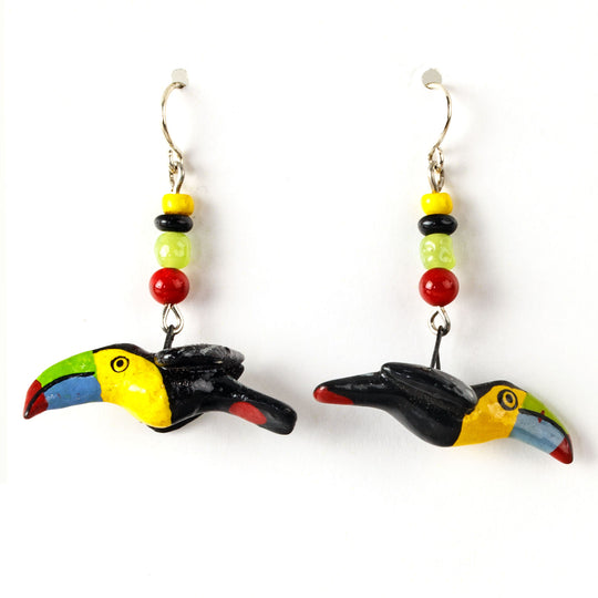 Guatemalan hand made clay Toucan earrings.  j-ervn970
