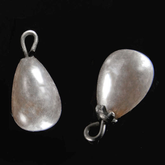 Glass Pearl Teardrop bead on wire. 11mm. Japan. Pkg 6. b11-pr-0130