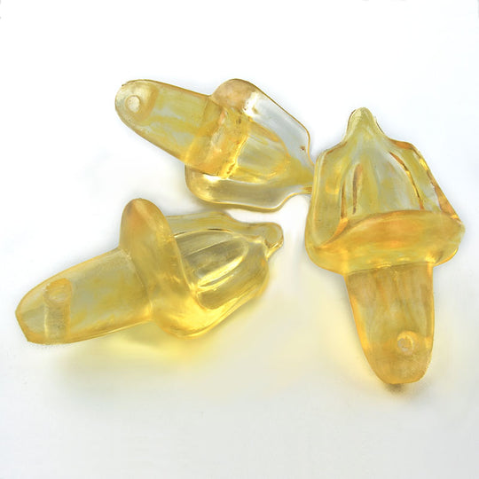 b6-192-Vintage West German plastic pale yellow blossom pendant 30x15mm Pkg of 4