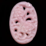 1920s Gablonz molded glass floral satin rose stone. 34x22mm pkg of 1.