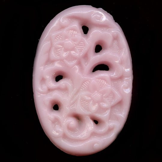 Floral Cabochon,molded glass. 1920s Gablonz. 34x22mm. pkg of 1. b5-585