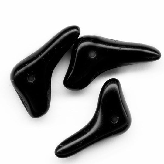 Fang-Shaped Opaque Black Glass Pendant Beads. 17x4mm. Pkg 25. b11-bw-0741